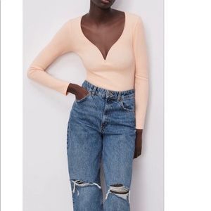 Two Zara sweetheart neckline bodysuit